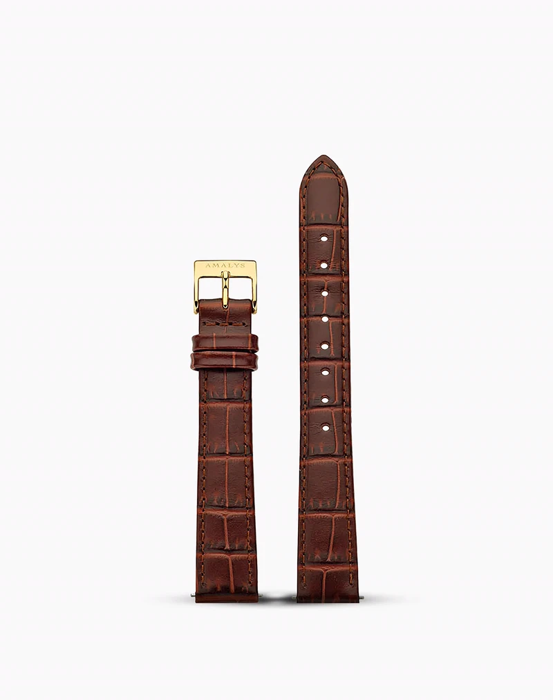 Cuir Brun croco - 14mm